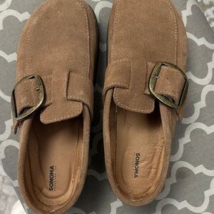 Sonoma Tan Suede Buckle Loafers